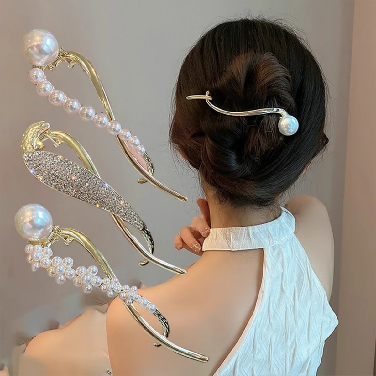 Lifestyle In Korean - Elegante glitter pérola grampo de cabelo