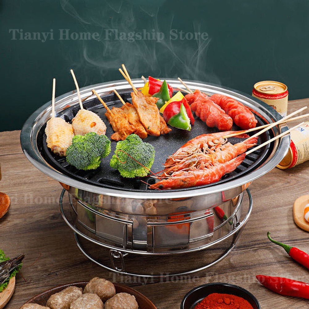 Korean Bbq Grill - Churrasqueira de Carvão em Aço Inoxidável,