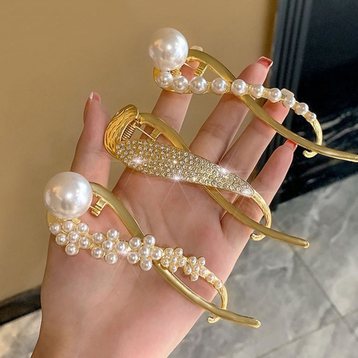 Elegante glitter pérola grampo - Lifestyle In Korean avaliação e preço