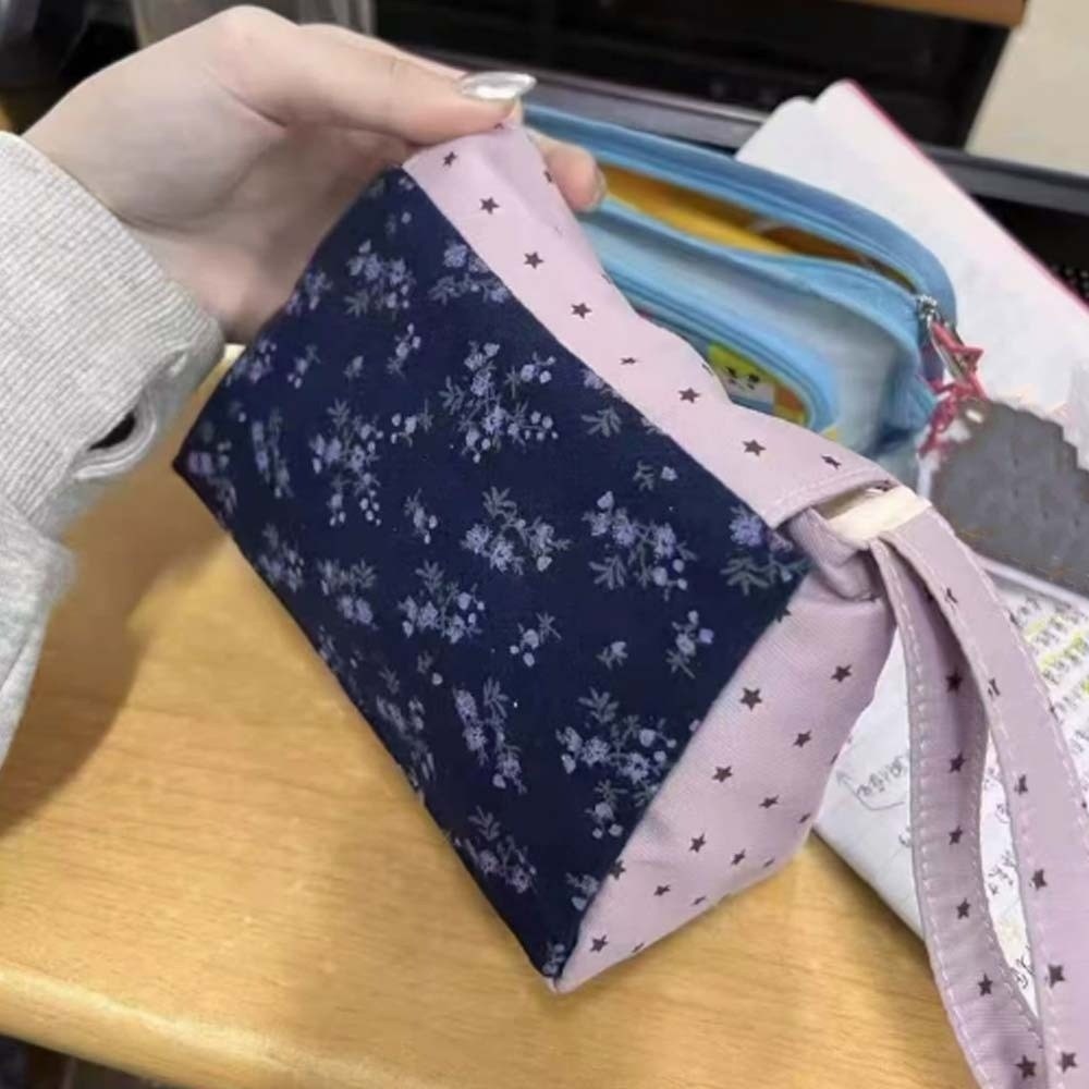 Bolsa de Maquiagem Floral Roxa - Lifestyle In Korean avaliação e preço