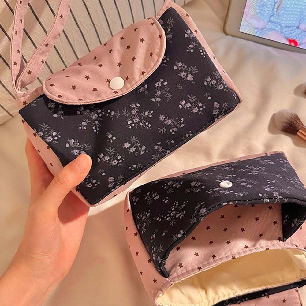 Bolsa de Maquiagem Floral Roxa - Lifestyle In Korean avaliação e preço