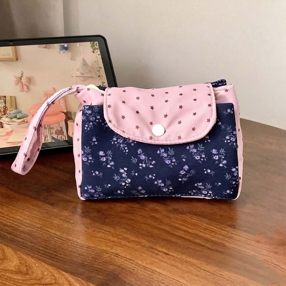 Bolsa de Maquiagem Floral Roxa - Lifestyle In Korean avaliação e preço